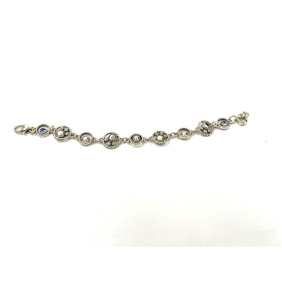 BRIGHTON Halo Bracelet Silver Tone Blue Crystals Reversible Wrsit Jewlery - Picture 4 of 5